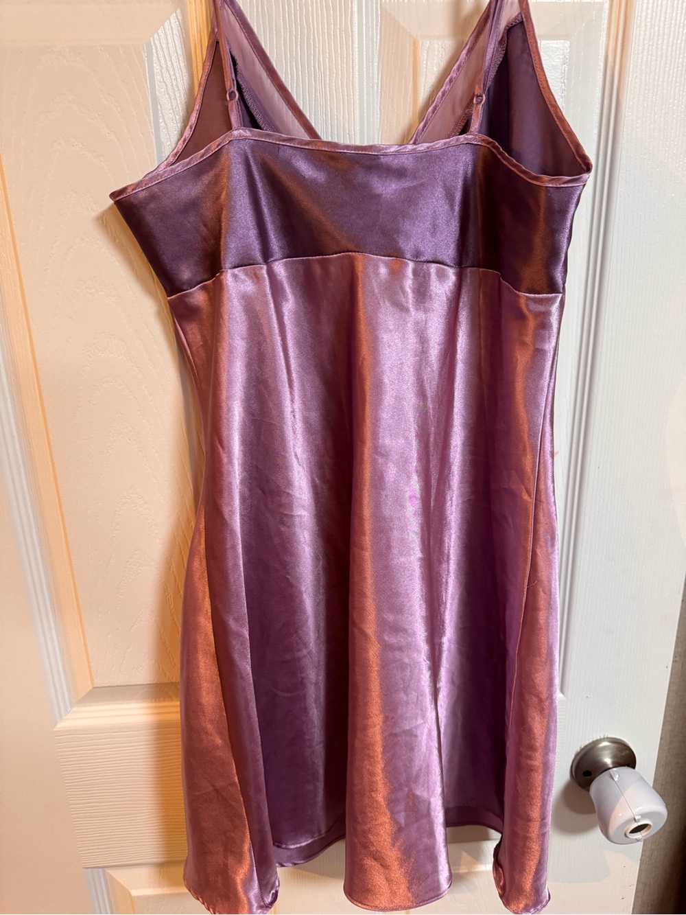 Medium Purple Satin Slip Dress - Picture 2 of 5